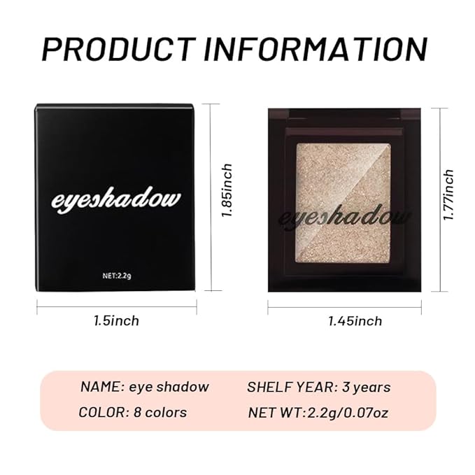 WanTuoluo Sparkly Eyeshadow Palette for Women, Single Monochrome Eye Shadow Makeup, Shiny Pressed Cream Powder, Blendable Natural sombras para ojos, Holographic,Vegan,Travel (06-Glitter-Rose Glod)