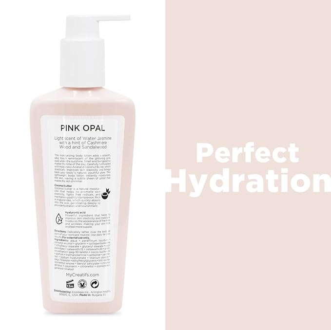 Pink Opal Moisturizing Shimmering Body Lotion with Coconut Butter and Hyaluronic Acid, 8.5 fl. oz.