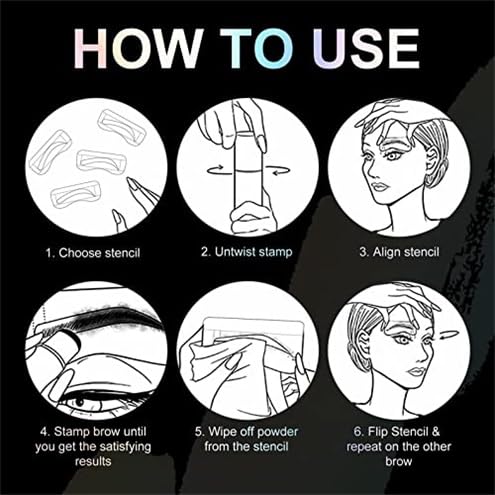 Eyebrow Stamp and Eyebrow Stencil Kit, Eye Brow Stencil Kit for Beginners 24 Reusable and Washable Eyebrow Shaping Kit, Brow Stencil and Stamp Kit Smudge-Proof & Long-Lasting (Medium Brown)
