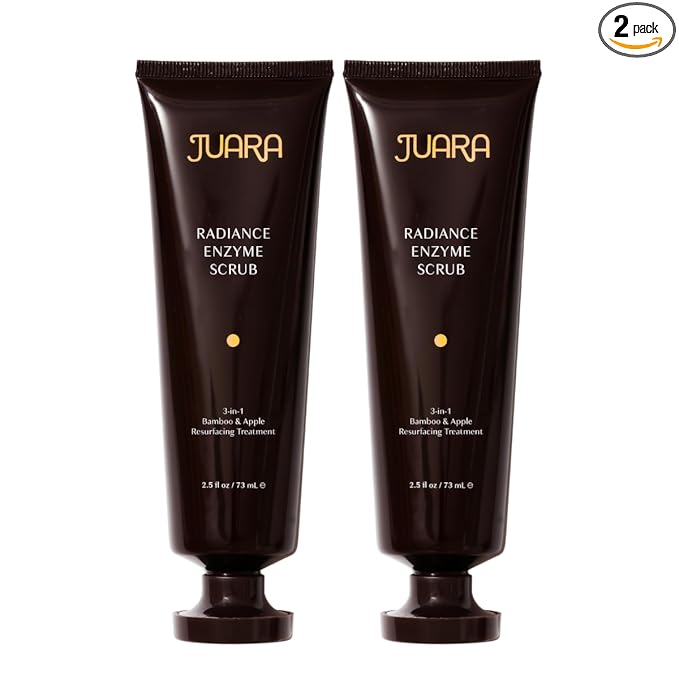 JUARA Radiance Enzyme Scrub - Face Exfoliator with Apple Enzymes & Bamboo Beads - Face Wash Minimizes Pores - Gentle Exfoliating Scrub for All Skin Types - 3-in-1 Cleanser 2.5 oz (2 Pack)