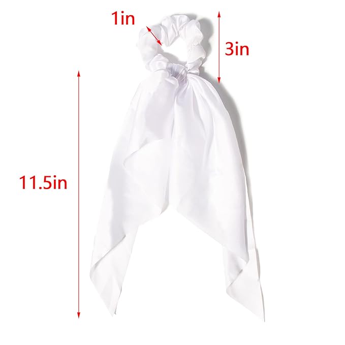 Pack of 2 Knotted Bow Hair Scrunchies Elastic Hair Scarf Hair Ties Bands Silky Satin Hair Ribbon Scrunchy Ponytail Holder for Women and Girls, Hair Scarf Scrunchies, Hair Ties for Women