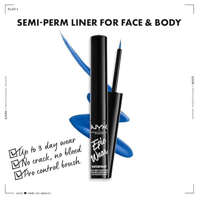 NYX PROFESSIONAL MAKEUP Epic Wear Liquid Liner, Long-Lasting Waterproof Eyeliner - Sapphire (Pack of 2)