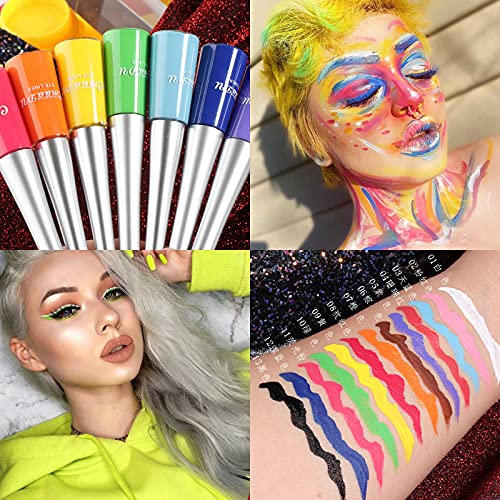 14 Colors Liquid Color Eyeliner, Halloween Waterproof Matte Colored Eyeliners Smudge-proof Fluorescent Colorful Eyeline Face Body Paint Cosplay Gifts Mother's Day for Women