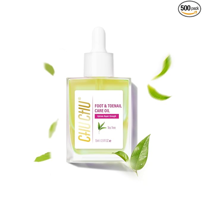 CHUCHU Vegan Cuticle Oil for Nails: Tea Tree Jojoba Nail Cuticle Oil with Vitamin B & E for Moisturizes Cuticle and Nail's Skin - Prevents Hangnails and Chapped 15ML