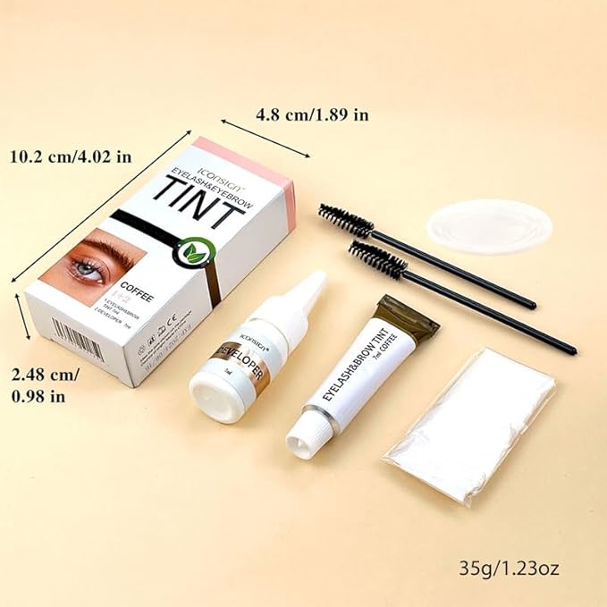 2 in 1 Eyelash & Eyebrow Tinting Kit, Professional Lash & Brow Color Kit, Lasting for 6 Weeks DIY Hair Coloring for Women Home Use Salon 7ml Black