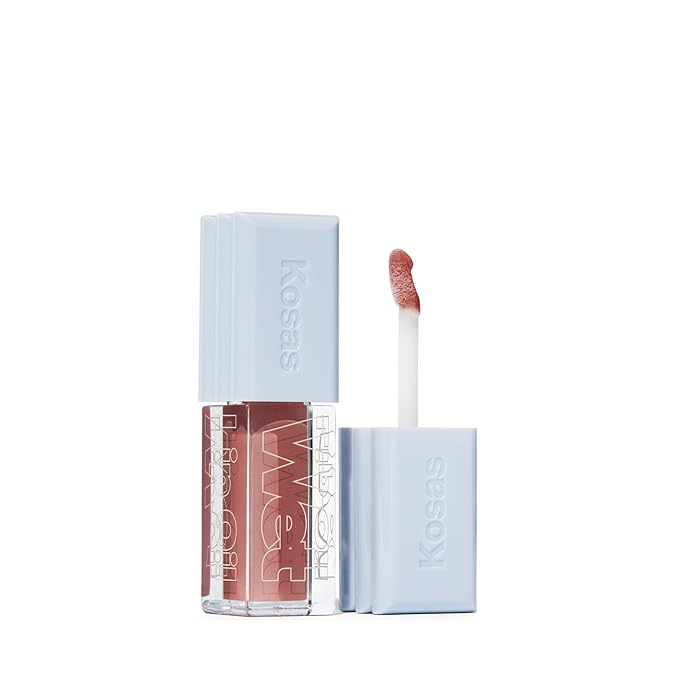 Kosas Wet Lip Oil Gloss - Hydrating Lip Plumping Treatment with Hyaluronic Acid & Peptides, Non-Sticky Finish (Unbuttoned)