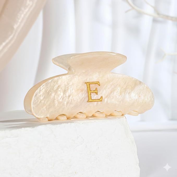 Acrylic Letter Hair Clips For Women Alphabet Hair Claw Initial Hair Clip Fashion Glitter Chic Monogram Claw Clip Hair Accessory Large Hair Clips E