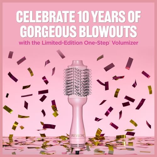 Revlon One-Step Volumizer Hair Dryer and Styler for Easy Salon-Style Blowouts, Revlon Blow Dry Brush for All Hair Types and Lengths, 10th Anniversary Pink Fizz (Limited Edition)