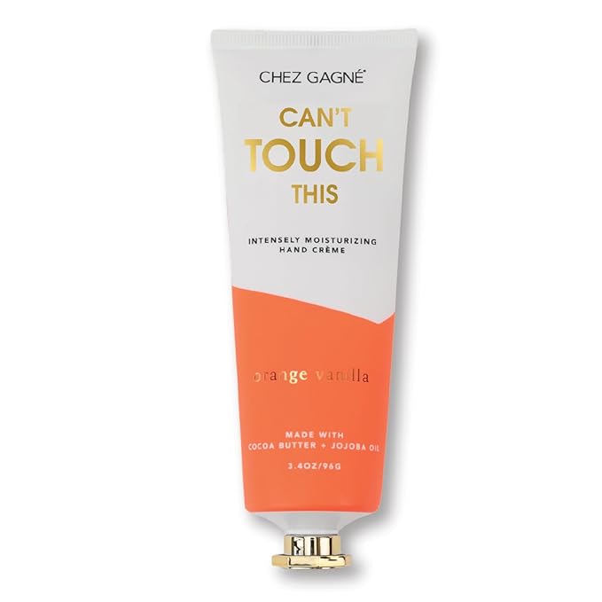 Vegan Hand Cream for Dry Hands - Can’t Touch This - Orange Vanilla 3.4oz Non-Greasy Moisturizing Hand Lotion - Made in California - Paraben, Sulfate & Phthalate Free - Funny Gift