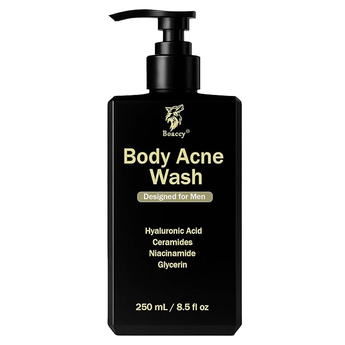 Men's Acne Body Wash, Acid Body Wash for Back, Chest & Shoulders, with Niacinamide, Glycolic Acid & Ceramides, 8.5 fl oz