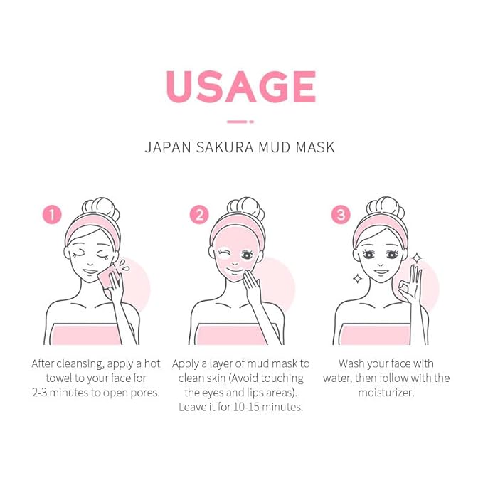 AKARY Sakura Clay Facial Mud Mask Deep Cleanse, Natural Skin Care Mask for Pore Cleansing, Oil Control, Reduce Acne, Skin Moisturizing, Smoothes Fine Lines, Pore Minimizer