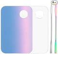 2 Set Acrylic Cosmetic Makeup Palette, Makeup Mixing Tray with Makeup Spatula for Cream Liquid Foundation Lipsticks Nail Art Beauty Salon Eye Shadow (Iridescent and Transparent)