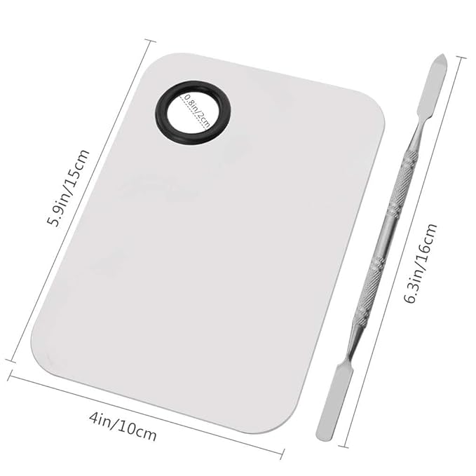 Sinen Professional Stainless Steel Makeup Palette Cosmetic Palette with Spatula Tool For Nail Art Eye Shadow Eyelash Makeup Professional Pigment Blending（6 x 4 Inch Sliver）