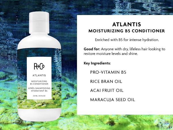 R+Co Atlantis Moisturizing B5 Shampoo and Conditioner Set – Deep Hydration & Repair for Dry, Damaged, Tired Hair – Restores Moisture, Softness & Shine – Vegan & Sulfate-Free – 8.5oz 2PK + Sample