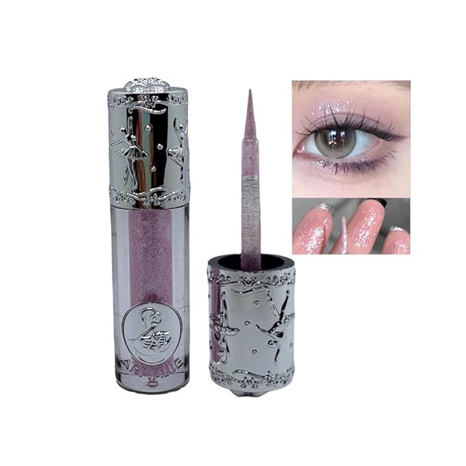 liquid glitter eyeshadow，Eye glitter korean，korean eyeshadow，Eyeliner makeup, Loose Shimmer Glue, Highlight, Lightweight Waterproof, Quick drying(#01pink purple)