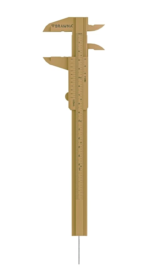 BRAWNA Brow Pro Measuring Tool - Double Scale Eyebrow Ruler for Microblading, Brow & Makeup Artists - Eyebrow Caliper Ruler Plastic- Gold