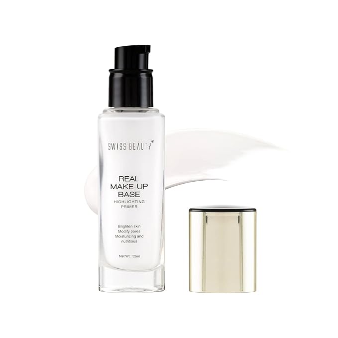 Swiss Beauty Real Makeup Base Highlighting Primer| Skin-Hydrating Poreless Primer With Natural Glow Finish For Face Makeup |Shade - 03 Pink Tint, 32Ml