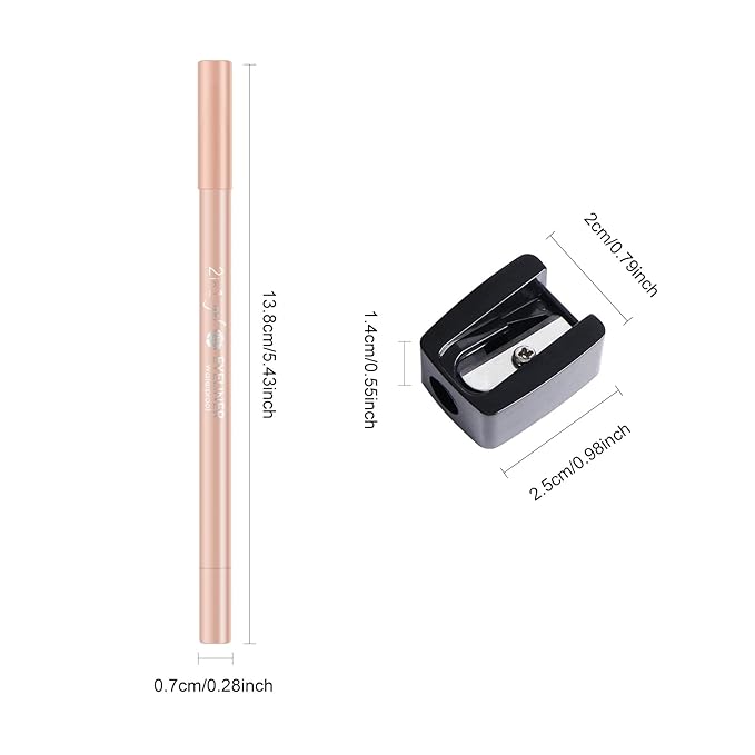 Ownest 2pcs Matte Nude Gel Eyeliner Pen，Natural Finish Eyeliner Pencil Set for Women，Professional Eye Makeup Set - Skin Tone Eye liner with Two Sharpeners