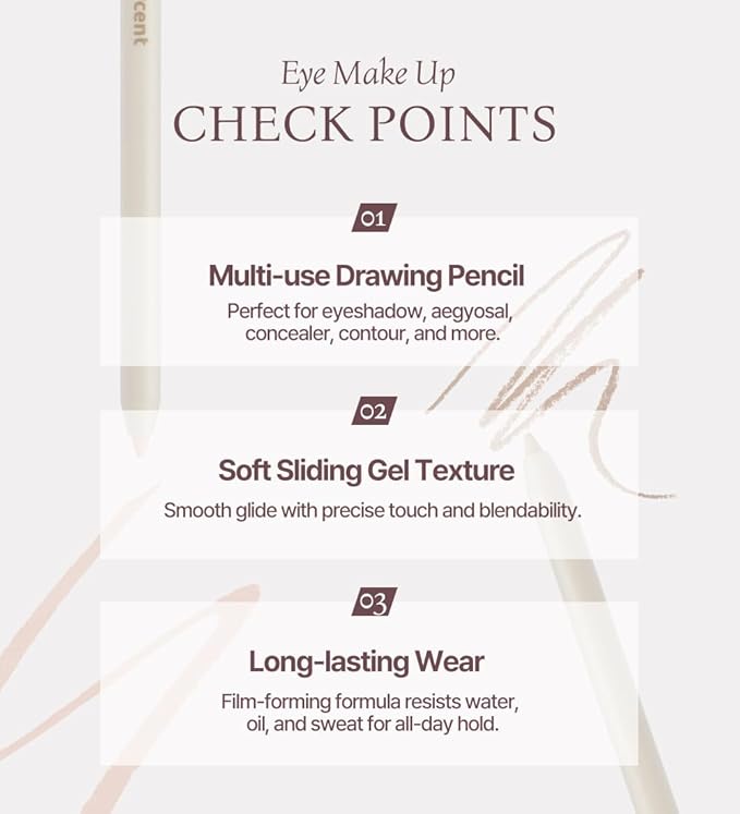 Heart Percent Dote On Mood Gel Eyeliner Pencil – Long-Lasting Waterproof Smudge Proof Smooth Retractable, Aegyo Sal Makeup, Under Eye Highlighter with Built-In Sharpener, #04. Gray Beige
