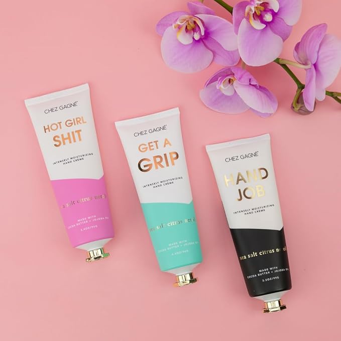 Chez Gagné Intensely Moisturizing Vegan Hand Cream, Jojoba Oil Cocoa Butter,Non-Greasy, Fast-Absorbing, USA - (3.4, Sea Salt, Citrus + Neroli - Hot Girl Shit) Valentine's Day Gift