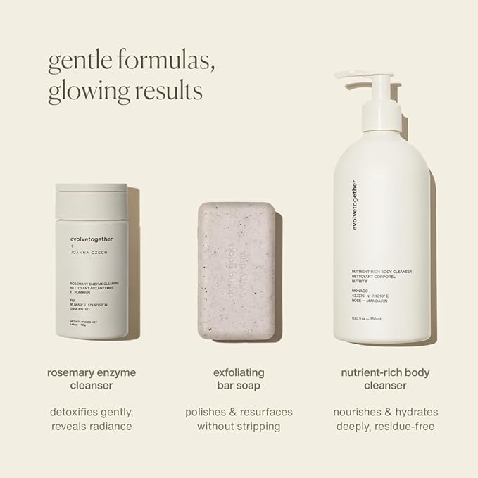 evolvetogether x Joanna Czech Rosemary Enzyme Twice-Daily Face Cleanser for Women & Men | Hydrating, Gentle Enzymatic Formula For All Skin Types | Vegan, Toxin-Free | Made in USA | Fiji, 1.41 Oz