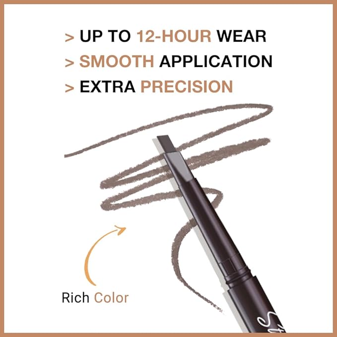WanTuoluo Eye Brow Pencils for Women, Retractable Soft Brown Eyebrow Pencil with Brow Brush for Eye Makeup, Ultimate Thin Definer Pencils, Fine Tip lapiz de cejas-Dark Brown