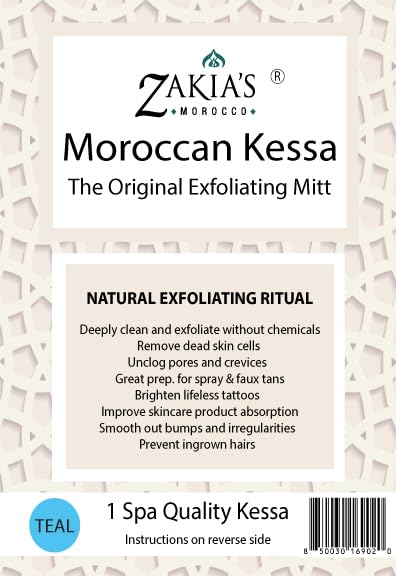 Original Kessa Exfoliating Glove - Teal Blue - Microdermabrasion Exfoliating Mitts, Removes unwanted dead skin, dirt and grime and Keratosis Pilaris. Great for spray tan removal. 1 unit