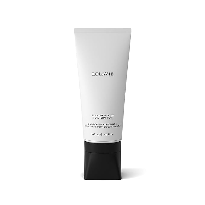 LolaVie Exfoliate & Detox Scalp Shampoo - 6 oz - 2-in-1 Clarifying Shampoo & Scrub with Activated Charcoal & AHAs - Reduces Flaking, Boosts Volume - Color Safe - All Hair Types