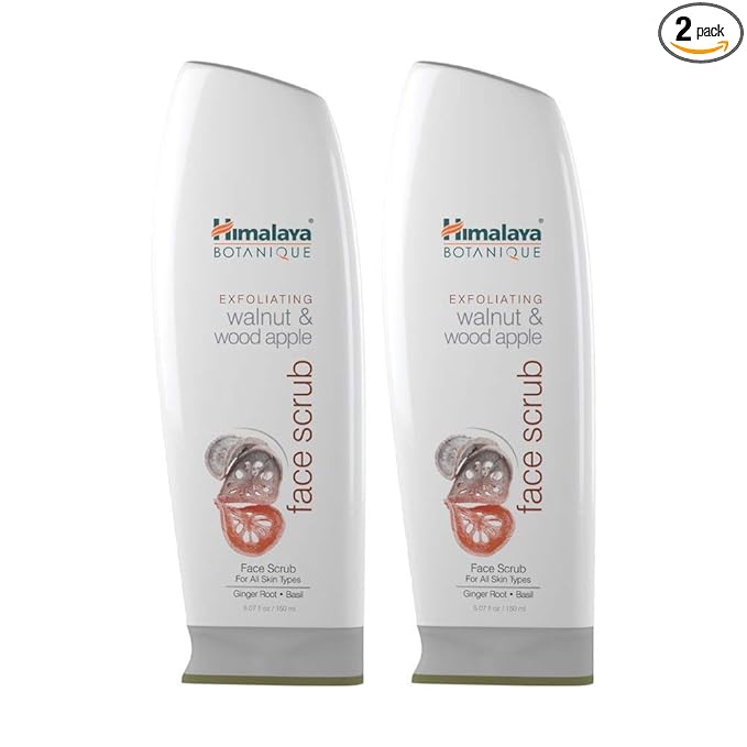 Himalaya Botanique Exfoliating Walnut & Wood Apple Face Scrub for Younger, Renewed Skin, 5.07 oz, 2 Pack