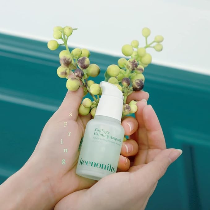 keenoniks Cooling Hyaluronic Acid Ampoule Serum - 85% Cabbage Extract Calming Facial Remedy to Soothe and Moisturize for Sensitive, Dry Skin | Balancing Korean Essence - 1.01 Fl Oz