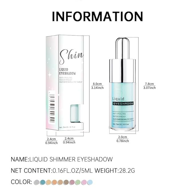 Blue Green Iridescent Shimmer Liquid Eyeshadow, High Pigment Blendable Eye Makeup for Older Women, Long Lasting Lightweight Travel Friendly, Suitable for All Eye Shapes, Glitter Finish 02#