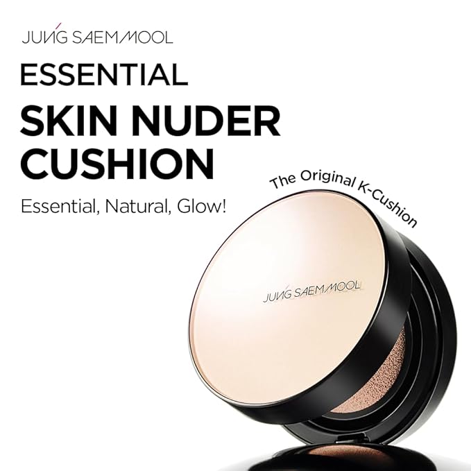 JUNG SAEM MOOL Essential Skin Nuder Cushion | Natural Finish, Buildable Coverage Cushion Foundation by Korean Makeup Artist (Mini, 0.17 Fl Oz), 17N Fair Light