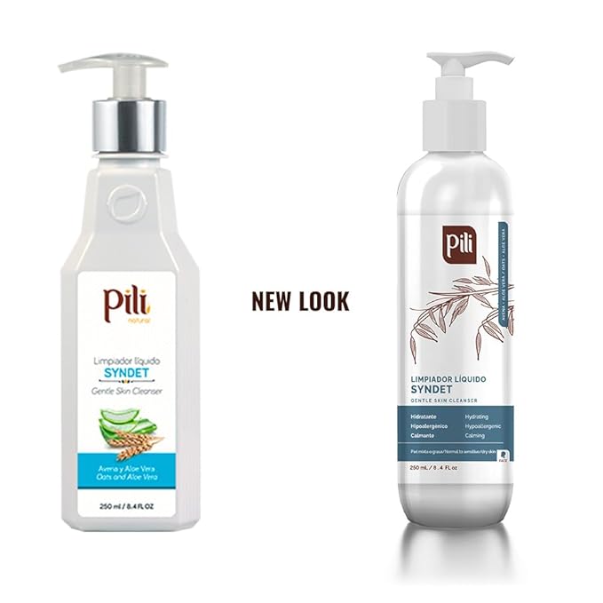 Pili Natural Syndet - Gentle Skin Cleanser with Oatmeal and Aloe Vera - Hypoallergenic cleanser for sensitive skin - 8.4 Fl.oz