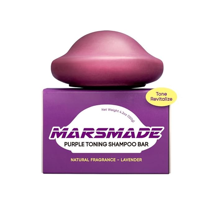 MARS MADE Purple Toning Shampoo Bar 2.0 - Hydrating & Moisturizing Natural Hair Soap for Hair Color & Scalp Nourishment - Solid Shampoo for All Hair Types (120g, 4.23oz)