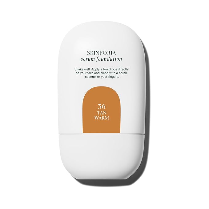 Well People Skinforia Serum Foundation, Lightweight Tinted Formula Hydrates, Smooths, and Evens Skin Tone with Birch Sap and Mushroom Complex, Long-Lasting, Natural Finish, 36 Tan Warm