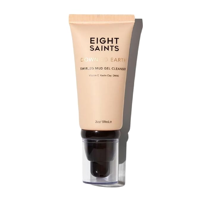 Eight Saints Down To Earth Mud Gel Face Wash, Gentle & Effective Anti Aging Cleanser, Makeup Remover, Nourishing & Hydrating Cleanser, with Vitamin C, Kaolin Clay, & Ylang Ylang Flower Oil, 2 oz