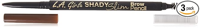 L.A. Girl Shady Slim Brow Pencil, Medium Brown GB356 (Pack of 3)