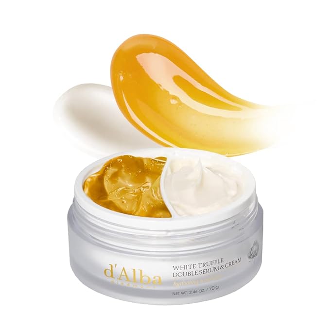 d'alba Piedmont White Truffle Double Serum & Cream, Vegan Skincare, 2-in-1 Face Moisturizer, Vegan Collagen, Skin Firming and Tightening, Non Comedogenic, All Skin Types (2.46 oz)