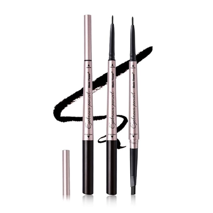 Vtrem Eyebrow Pencil Waterproof Double-headed Tatoo Eye Brow Pen Fine Carving Long Lasting Smudge-Proof for Natural Hair-Like Defined Stay All Day (3# Black)