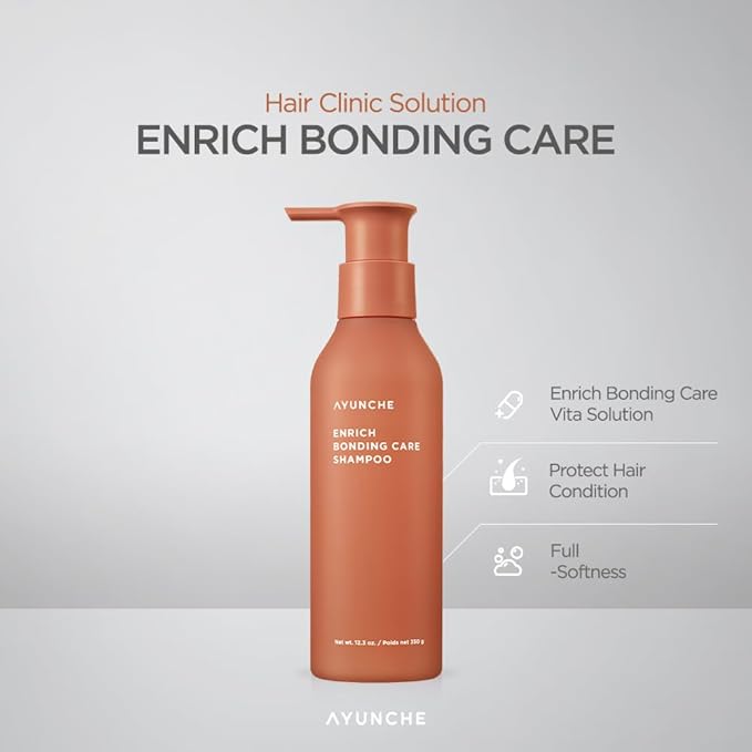 AYUNCHE Enrich Bonding Shampoo for Damaged Hair 11.8oz | No more Tangled Hair and Split Ends | Intensive Care | Korean Salon Brand
