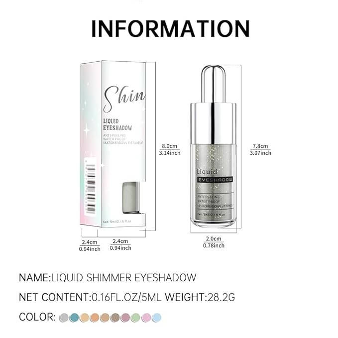 Silver White Shimmer Liquid Eyeshadow, High Pigment Blendable Eye Shadow Makeup for Older Women, Long Lasting Lightweight Travel Friendly, Suitable for All Eye Shapes, Metallic Glitter Finish 01#