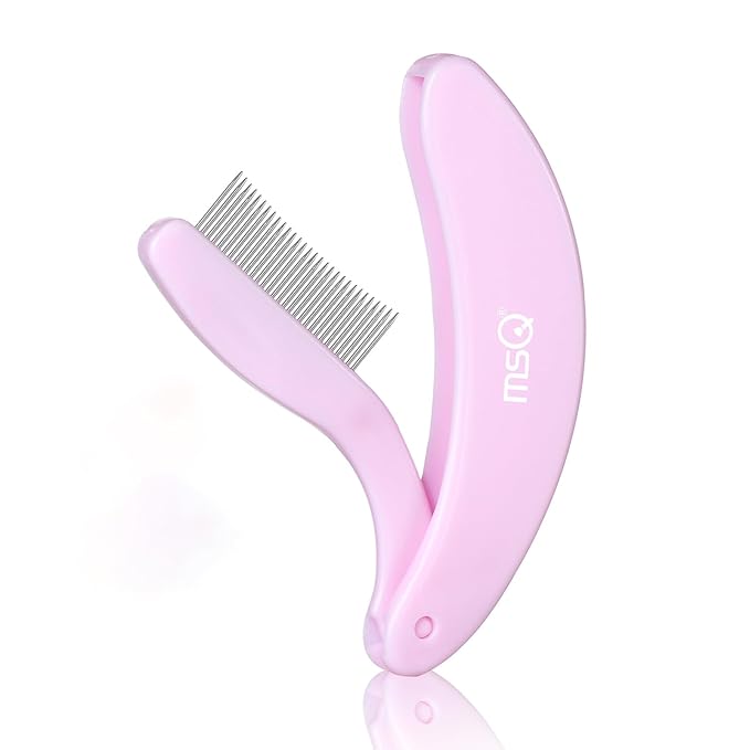 Eyelash Comb MSQ Eyelash Separator Tool Eyelash Comb Separator Folding Eyelash Brush Separator Lash Comb for Eyelash Makeup Brush (Pink)