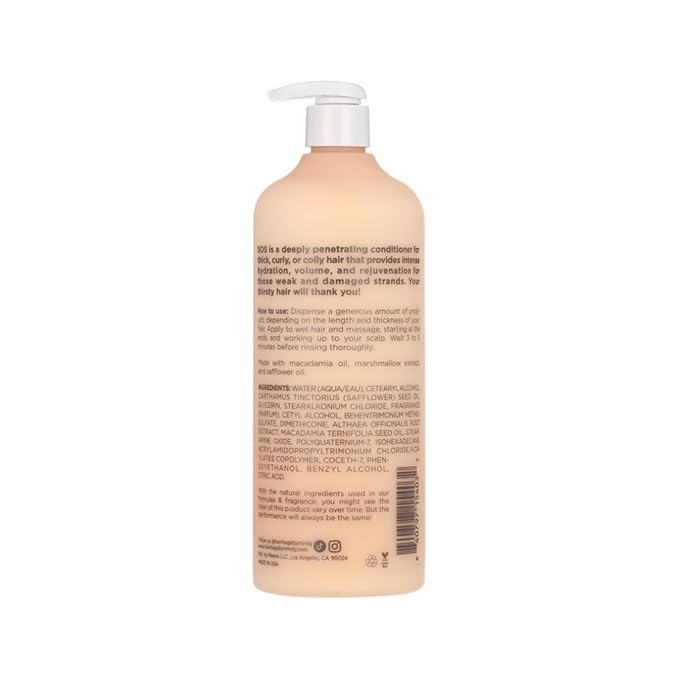 Hairitage S.O.S. Deep Moisture & Restore Deep Conditioner with Safflower Oil for Dry, Thick Hair - Hydrating - for Coily + Curly + Wavy Hair Types - Vegan for Women + Men, 21 fl. oz.