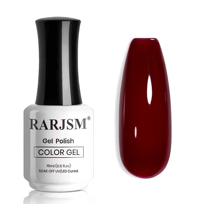 RARJSM Jelly Glass Dark Red Gel Nail Polish Neutral Cherry Mocha Dark Plum Red Sheer Amber Gel Polish 15ml Single Bottle Transparent Nail Gelpolish Soak off UV LED Cured for Home Salon DIY Manicure