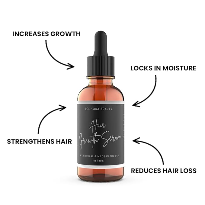 Rennora Hair Growth Serum with Organic Herbs and Natural Vitamins, Peppermint Oil, Stinging Nettle, and Rosemary Oil, No Chemicals, Formulated for Hair Regrowth (6 Pack - 180 Day Supply)