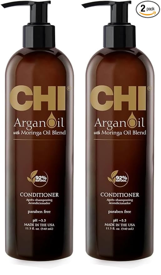 CHI Argan Oil Conditioner, Replenishes Hair Moisture, Enhances Strength & Helps Protect Against Damage, Sulfate, Paraben, & Cruelty-Free, 11.5 Oz (Pack of 2)