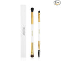 Docolor Duo Eyebrow Brush with Eyeshadow Brushes, 2PCS Professional Angled Eye Brow & Spoolie Brush Premium Synthetic Bristles Perfect for Lining Shaping Brows, Spoolie for Brows/Lashes(White&Golden）