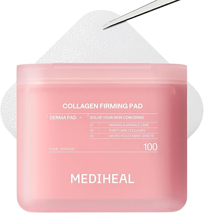MEDIHEAL Toner Pads 100 Count - Skin Firming Pad - Contains Retinol & Peptides for Firming Care - Helps Restore Skin Elasticity - Korean Skin Care