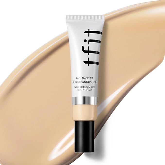 TFIT Radiance Fit Serum Foundation - Flawless Coverage, Dewy finish, Long-lasting, Lightweight, Korean Makeup,1.05 Oz. (N1.5 Suede, 1.05 Oz.)