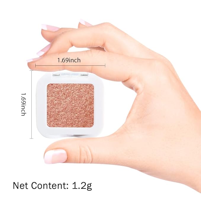 Champagne Gold Glitter Eyeshadow Palette Single, Nude Gold Pink Shimmer Sparkle Cream Eye Shadow Palette Makeup for Older Women, Brightener High Pigment Long Lasting Monochrome Mini Eyeshadow